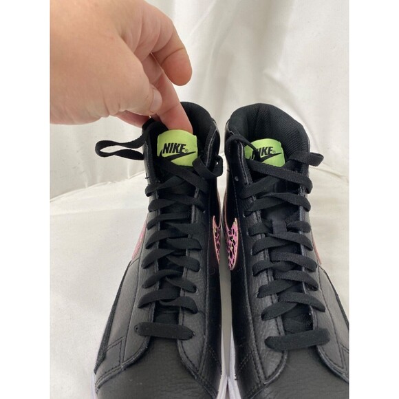 Nike Blazer Mid GS Black and Pink Cheetah Sneakers  DA4674-001 Size 6Y - Picture 6 of 11